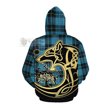 Clergy Tartan Cotton Hoodie with Family Crest Celtic Wolf Style Pullover Hoodie - Tartan Vibes Clothing