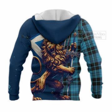 Clergy Tartan Family Crest Knitted Hoodie with Scottish Majestic Lion - Tartan Vibes Clothing