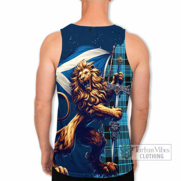 Clergy Tartan Family Crest Men's Tank Top with Scottish Majestic Lion - Tartan Vibes Clothing