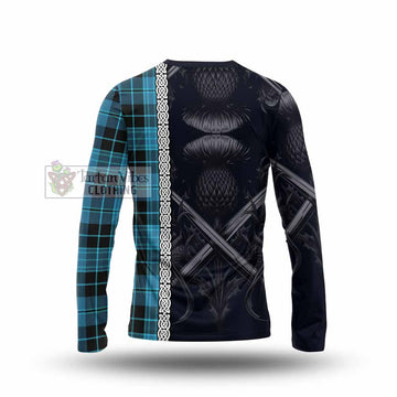 Clergy Tartan Long Sleeve T-Shirt with Family Crest Cross Sword Thistle Celtic Vibes - Tartan Vibes Clothing