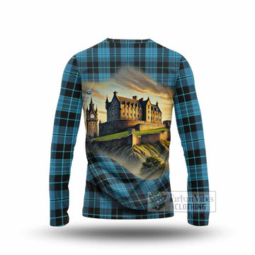Clergy Tartan Family Crest Long Sleeve T-Shirt with Scottish Ancient Castle Style - Tartan Vibes Clothing