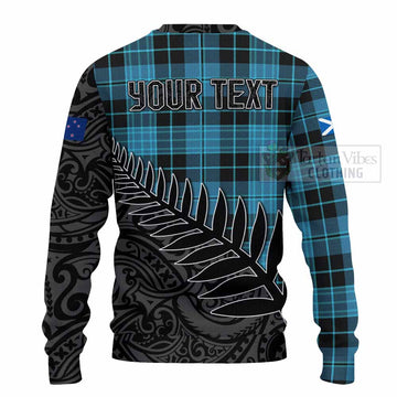 Clergy Crest Tartan Knitted Sweater with New Zealand Silver Fern Half Style - Tartan Vibes Clothing