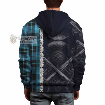 Clergy Tartan Hoodie with Family Crest Cross Sword Thistle Celtic Vibes - Tartan Vibes Clothing