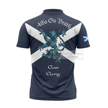 Clergy Tartan Lion Rampant Zipper Polo Shirt Proudly Display Your Heritage with Alba Gu Brath and Clan Name - Tartan Vibes Clothing