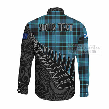 Clergy Crest Tartan Long Sleeve Button Shirt with New Zealand Silver Fern Half Style Men's Shirt - Tartan Vibes Clothing