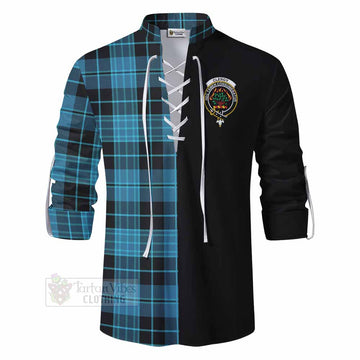 Clergy Tartan Ghillie Kilt Shirt with Family Crest and Half Of Me Style - Tartan Vibes Clothing