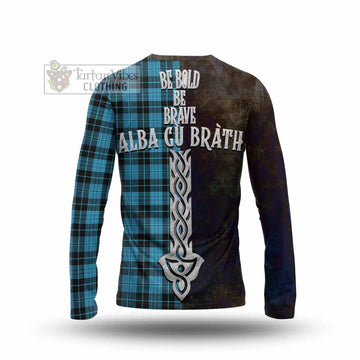 Clergy Tartan Family Crest Long Sleeve T-Shirt Alba Gu Brath Be Brave Lion Ancient Style - Tartan Vibes Clothing