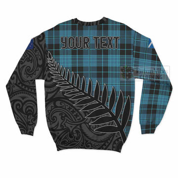Clergy Crest Tartan Sweatshirt with New Zealand Silver Fern Half Style - Tartan Vibes Clothing