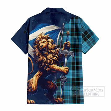 Clergy Tartan Family Crest Hawaiian Shirt with Scottish Majestic Lion - Tartan Vibes Clothing