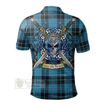 Clergy Tartan Polo Shirt with Family Crest Celtic Skull Style - Tartan Vibes Clothing