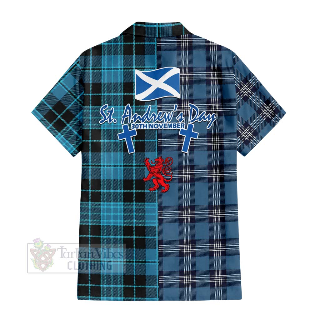 Clergy Tartan Hawaiian Shirt Happy St. Andrew's Day Half Tartan Style - Tartan Vibes Clothing