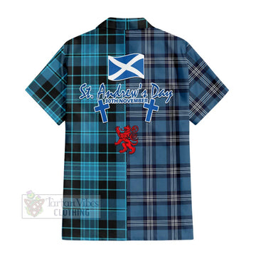 Clergy Tartan Hawaiian Shirt Happy St. Andrew's Day Half Tartan Style - Tartan Vibes Clothing