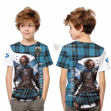 Tartan Vibes Clothing Clergy Crest Tartan Kid T-Shirt Inspired by the Freedom of Scottish Warrior