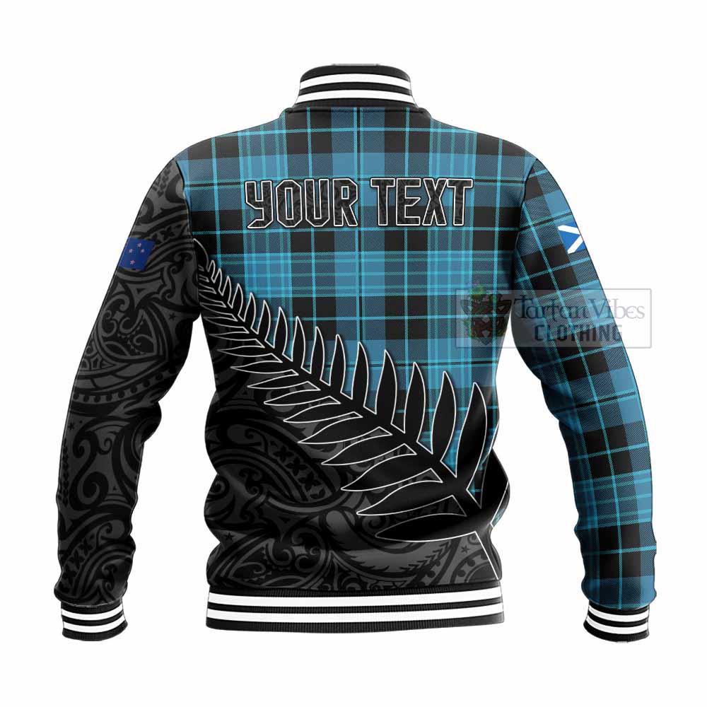 Clergy Crest Tartan Baseball Jacket with New Zealand Silver Fern Half Style - Tartan Vibes Clothing