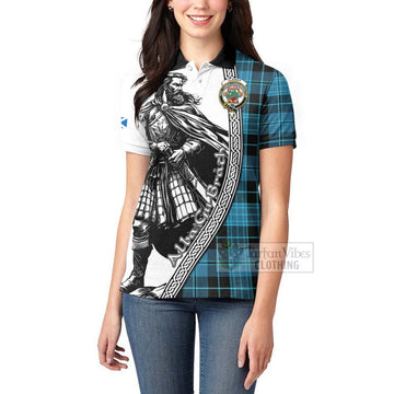 Clergy Tartan Clan Crest Women's Polo Shirt with Highlander Warrior Celtic Style - Tartan Vibes Clothing
