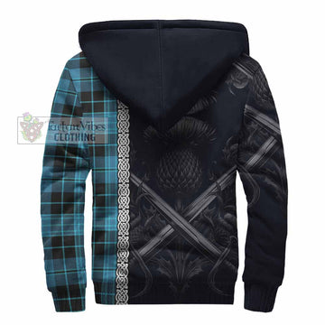 Clergy Tartan Sherpa Hoodie with Family Crest Cross Sword Thistle Celtic Vibes - Tartan Vibes Clothing