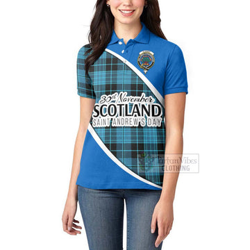 Clergy Family Crest Tartan Women's Polo Shirt Celebrate Saint Andrew's Day in Style - Tartan Vibes Clothing