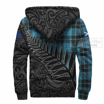 Clergy Crest Tartan Sherpa Hoodie with New Zealand Silver Fern Half Style - Tartan Vibes Clothing