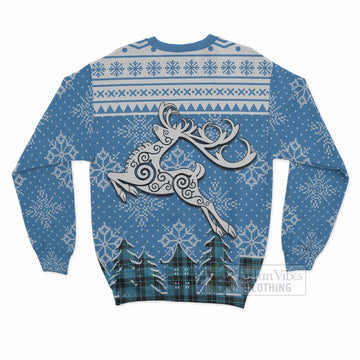 Clergy Clan Christmas Sweatshirt Celtic Reindeer Style