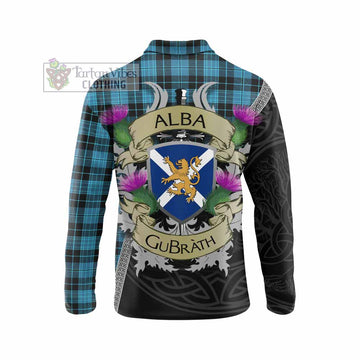 Clergy Tartan Family Crest Long Sleeve Polo Shirt Lion Rampant Royal Thistle Shield Celtic Inspired - Tartan Vibes Clothing