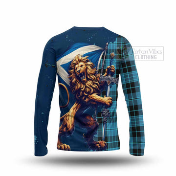 Clergy Tartan Family Crest Long Sleeve T-Shirt with Scottish Majestic Lion - Tartan Vibes Clothing