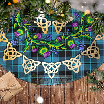 Tartan Vibes Clothing Clergy Tartan Christmas Tree Skirt with Thistle Celtic Knot Style
