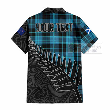 Clergy Crest Tartan Hawaiian Shirt with New Zealand Silver Fern Half Style - Tartan Vibes Clothing