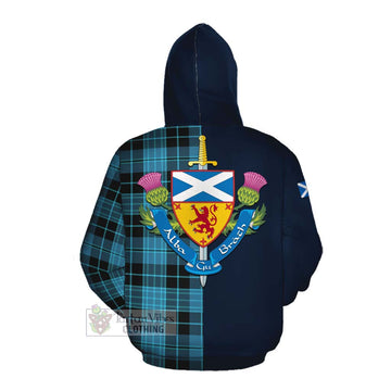 Clergy Tartan Cotton Hoodie Alba with Scottish Lion Royal Arm Half Style Pullover Hoodie - Tartan Vibes Clothing