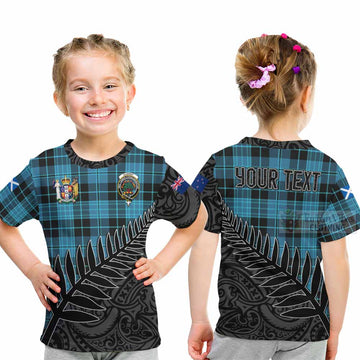 Clergy Crest Tartan Kid T-Shirt with New Zealand Silver Fern Half Style - Tartan Vibes Clothing