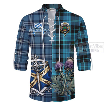 Clergy Tartan Ghillie Kilt Shirt Happy St. Andrew's Day Half Tartan Style - Tartan Vibes Clothing