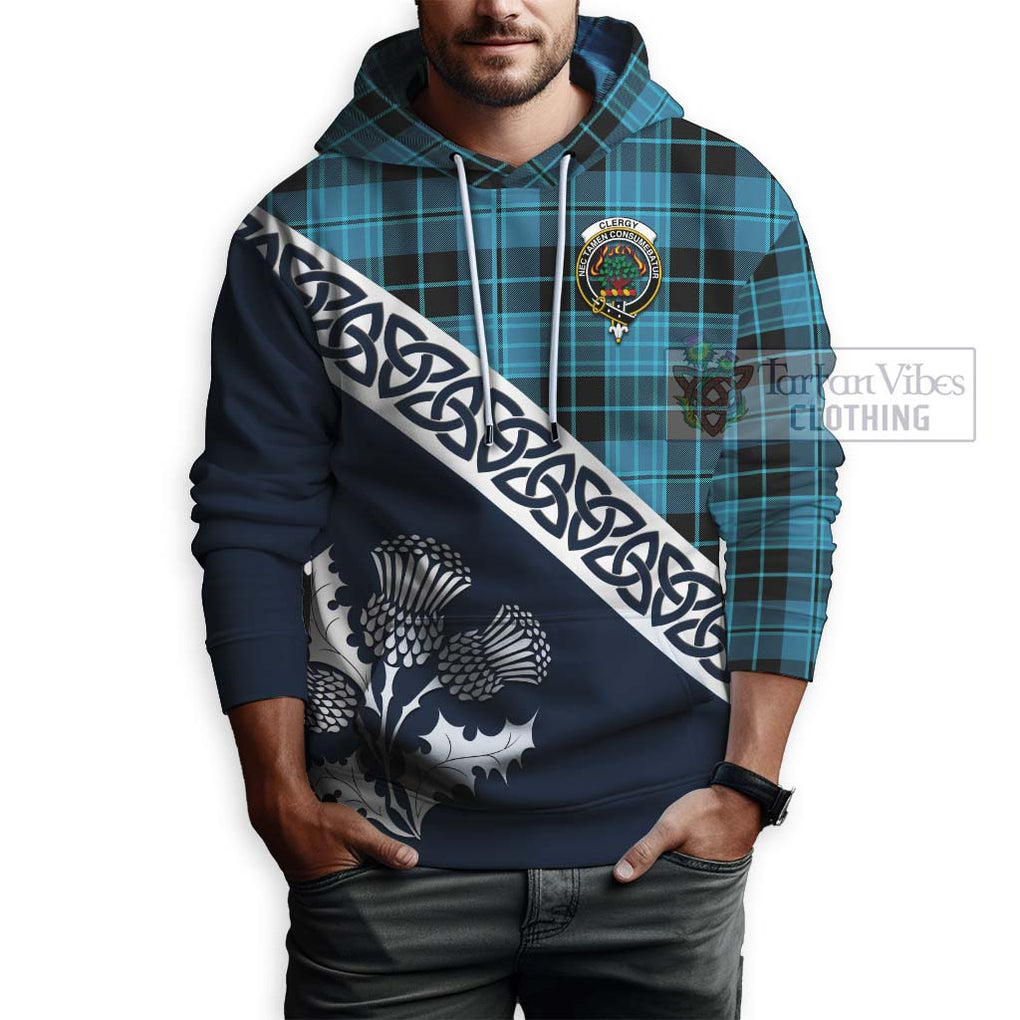 Clergy Tartan Hoodie Featuring Thistle and Scotland Map - Tartan Vibes Clothing