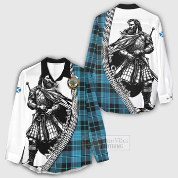 Clergy Tartan Clan Crest Women's Casual Shirt with Highlander Warrior Celtic Style - Tartan Vibes Clothing