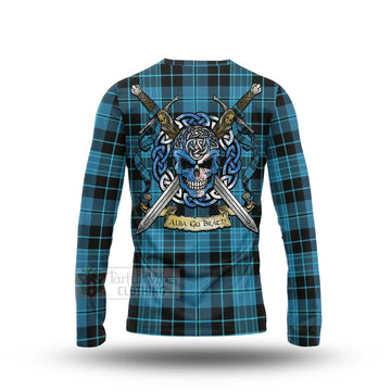Clergy Tartan Long Sleeve T-Shirt with Family Crest Celtic Skull Style - Tartan Vibes Clothing