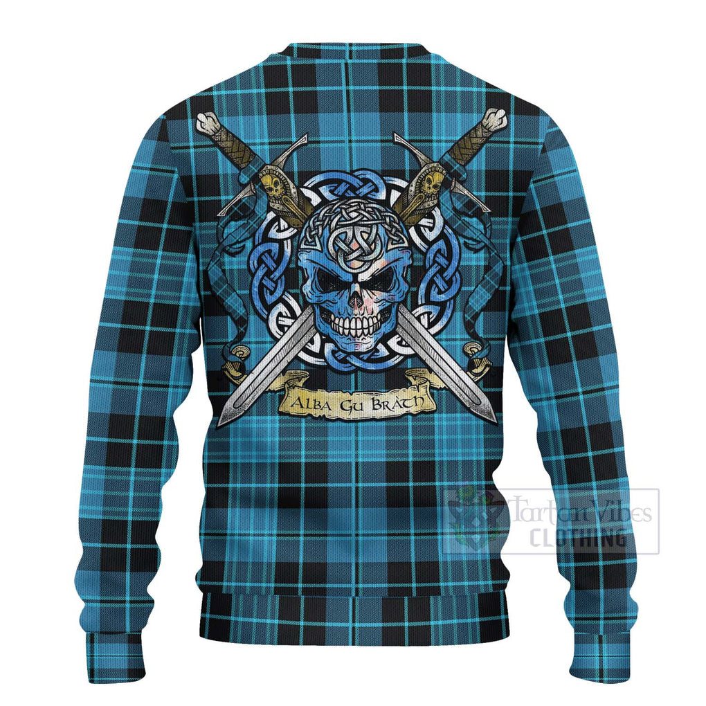 Clergy Tartan Ugly Sweater with Family Crest Celtic Skull Style - Tartan Vibes Clothing