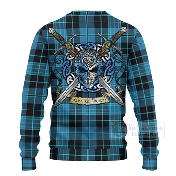 Clergy Tartan Ugly Sweater with Family Crest Celtic Skull Style - Tartan Vibes Clothing
