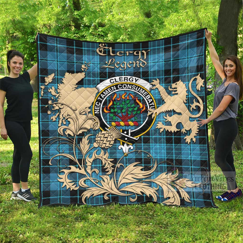 Tartan Vibes Clothing Clergy Tartan Quilt with Family Crest and Scottish Symbol Style