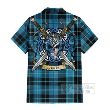 Clergy Tartan Hawaiian Shirt with Family Crest Celtic Skull Style - Tartan Vibes Clothing