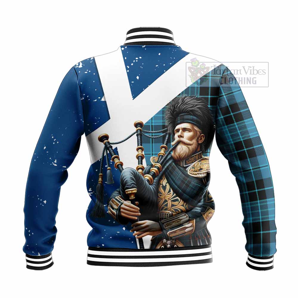 Clergy Tartan Baseball Jacket with Family Crest Scottish Bagpiper Vibes - Tartan Vibes Clothing