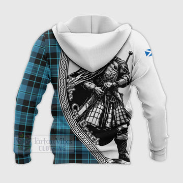 Clergy Tartan Clan Crest Knitted Hoodie with Highlander Warrior Celtic Style - Tartan Vibes Clothing
