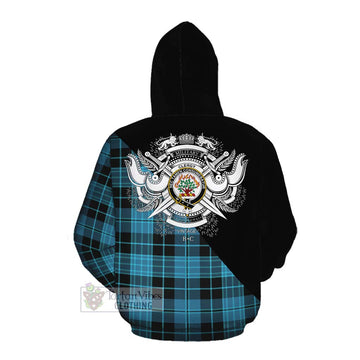 Clergy Tartan Cotton Hoodie with Family Crest and Military Logo Style Pullover Hoodie - Tartan Vibes Clothing