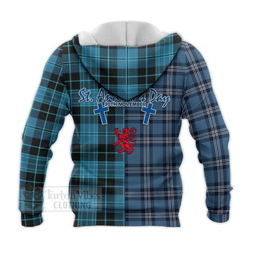 Clergy Tartan Knitted Hoodie Happy St. Andrew's Day Half Tartan Style - Tartan Vibes Clothing