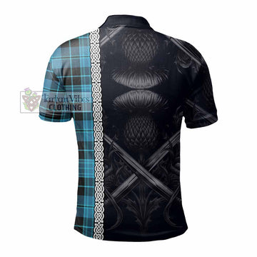 Clergy Tartan Polo Shirt with Family Crest Cross Sword Thistle Celtic Vibes - Tartan Vibes Clothing