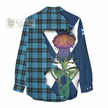 Clergy Tartan Family Crest Women's Casual Shirt Scottish Thistle Celtic Inspired - Tartan Vibes Clothing