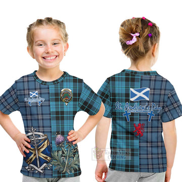 Clergy Tartan Kid T-Shirt Happy St. Andrew's Day Half Tartan Style - Tartan Vibes Clothing