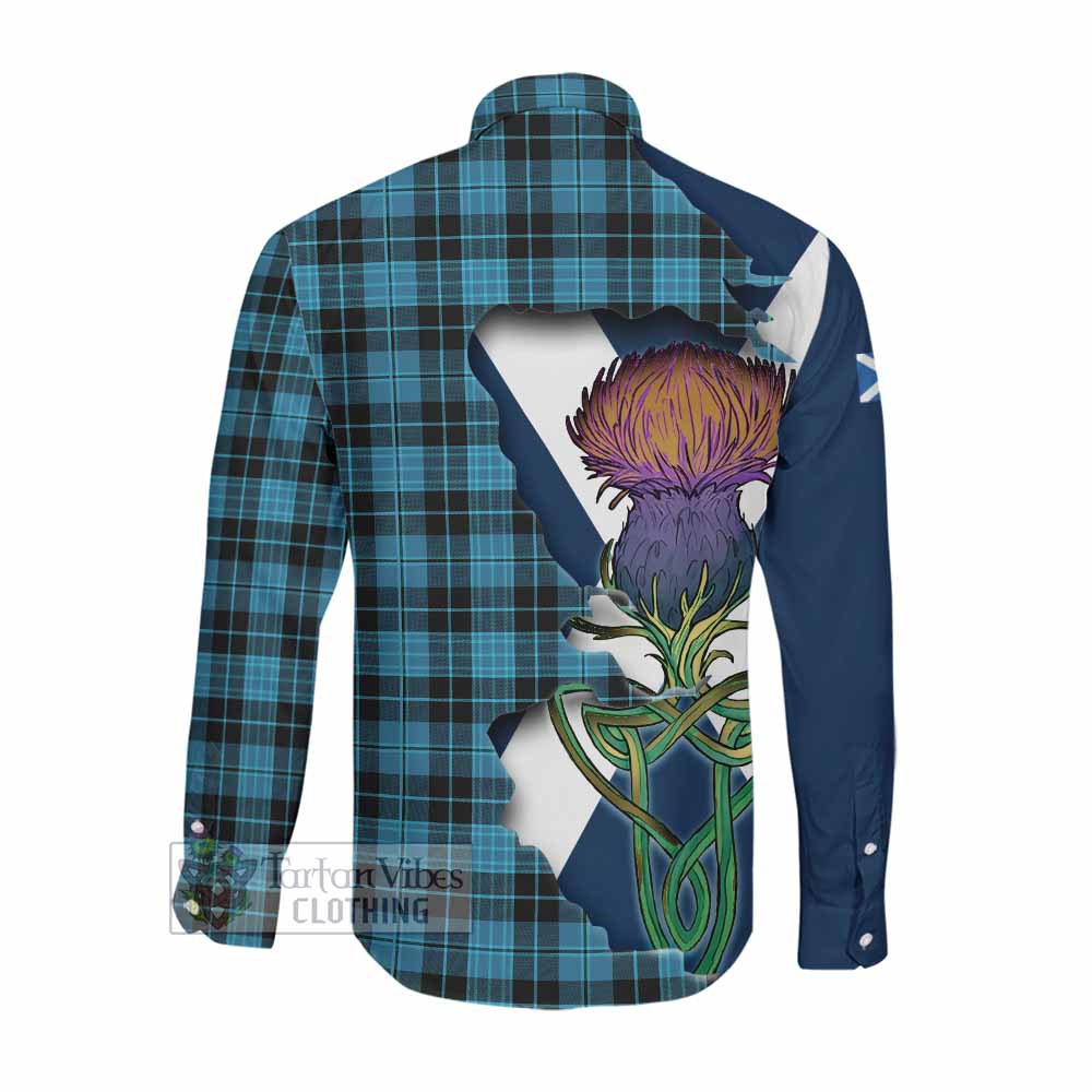Tartan Vibes Clothing Clergy Tartan Family Crest Long Sleeve Button Shirt Scottish Thistle Celtic Inspired