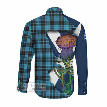 Tartan Vibes Clothing Clergy Tartan Family Crest Long Sleeve Button Shirt Scottish Thistle Celtic Inspired