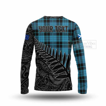 Clergy Crest Tartan Long Sleeve T-Shirt with New Zealand Silver Fern Half Style - Tartan Vibes Clothing