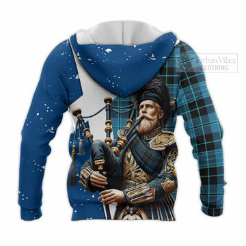 Clergy Tartan Knitted Hoodie with Family Crest Scottish Bagpiper Vibes - Tartan Vibes Clothing