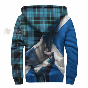 Clergy Tartan Sherpa Hoodie with Family Crest Scotland Patriotic Style - Tartan Vibes Clothing