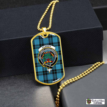 Tartan Vibes Clothing Clergy Tartan Dog Tag Necklace with Family Crest